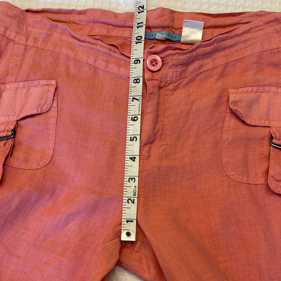 Johnny Was Size MEDIUM Coral Pink Linen Wide Leg Button-Front Pants - Picture 15 of 16